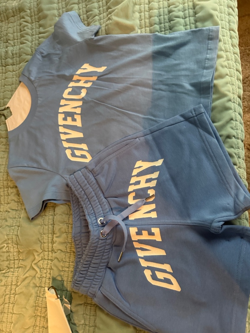 Givenchy Light Blue Logo Tee & Shorts Set